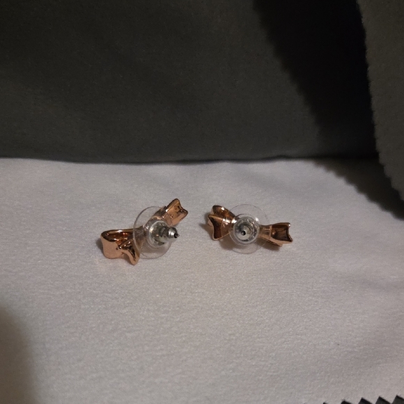 kate spade Rose Gold Slim Bow Earrings - Picture 6 of 8